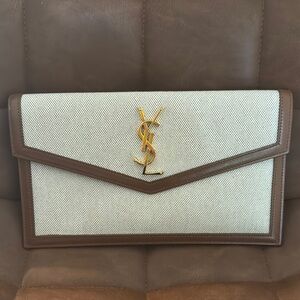 Yves Saint Laurent Uptown Medium Monogram Canvas Clutch Bag